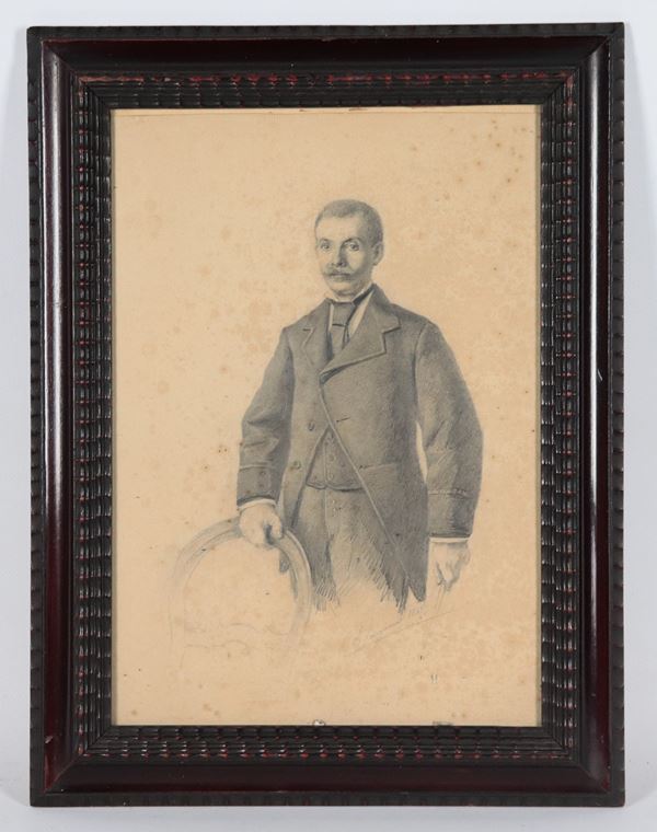 Scuola Italiana XIX Secolo - Firmato e datato 1843. "Ritratto di uomo con baffi"