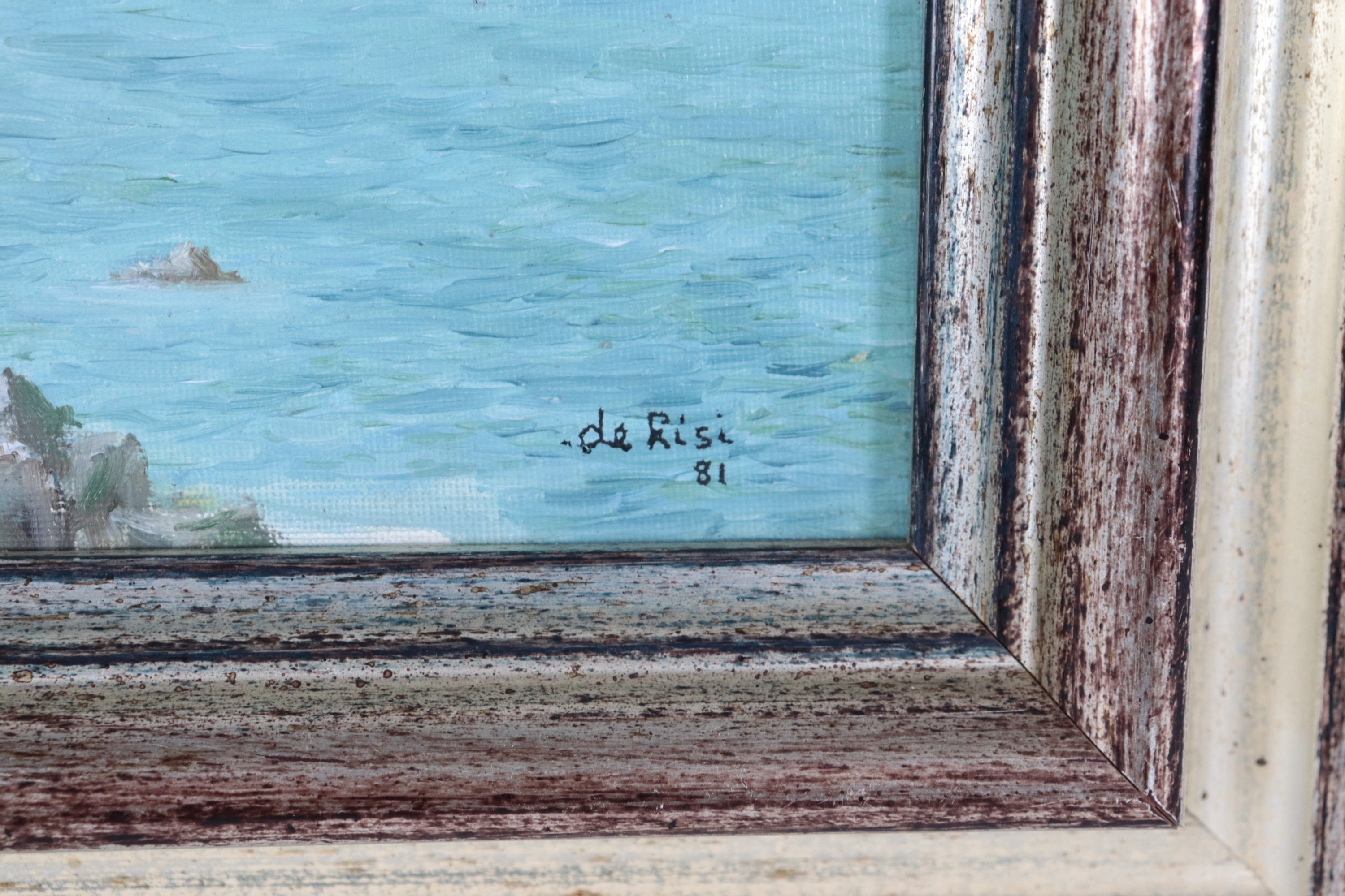 Firmato. "Marina con porticciolo"