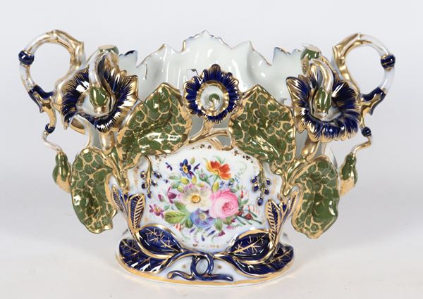 Vaso napoletano a cartoccio con due manici Epoca Luigi Filippo