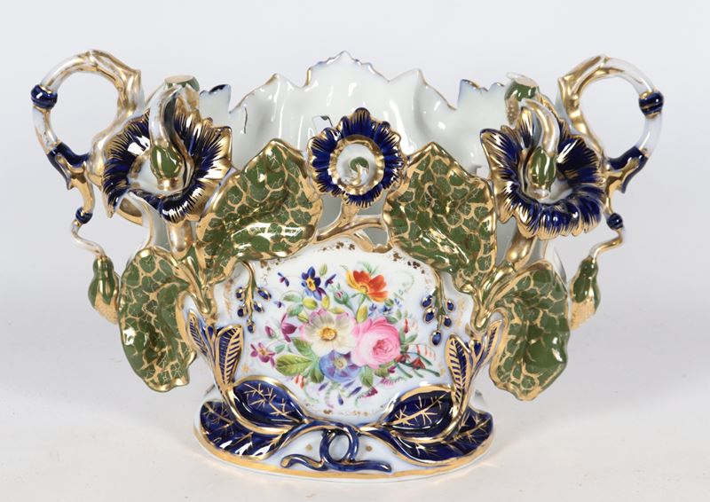 Vaso napoletano a cartoccio con due manici Epoca Luigi Filippo