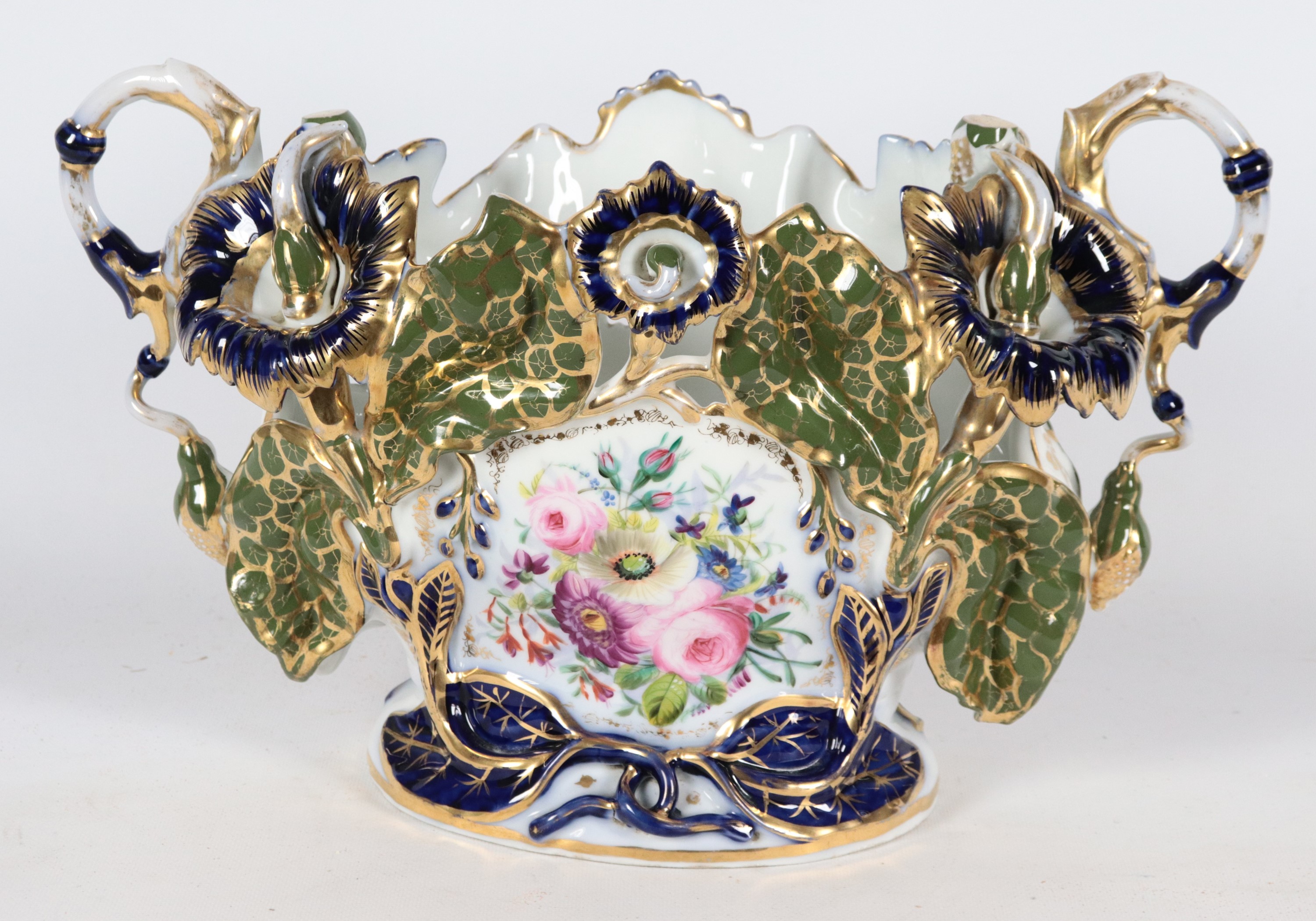 Vaso napoletano a cartoccio con due manici Epoca Luigi Filippo