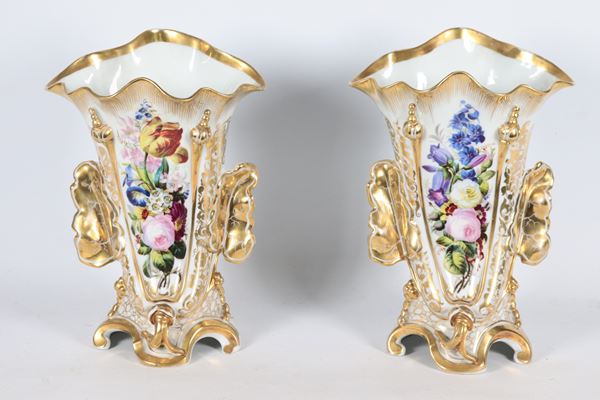 Pair of Neapolitan Cartoccio Vases Louis Philippe Period
