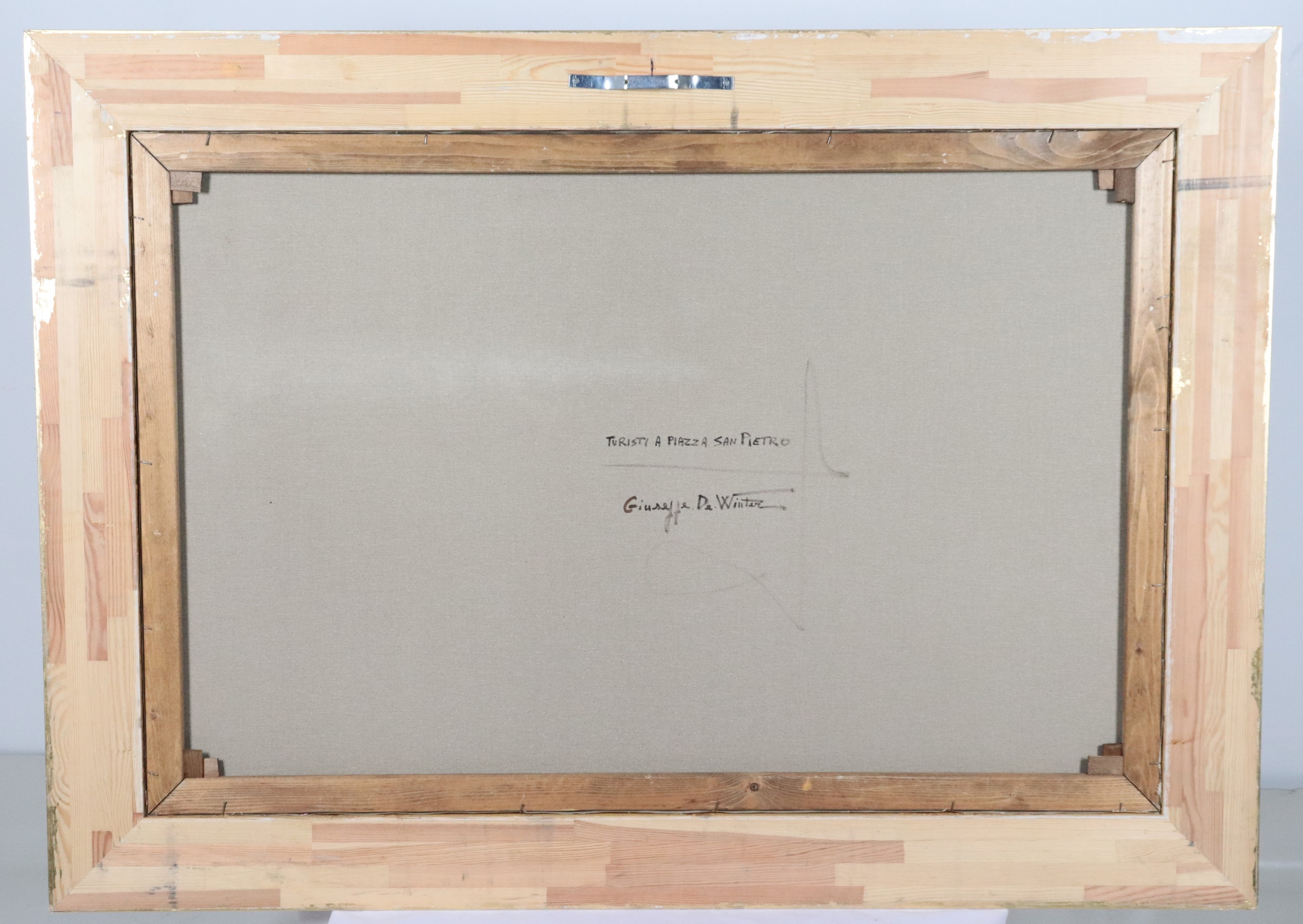 Firmato. "Veduta di Piazza San Pietro con personaggi"