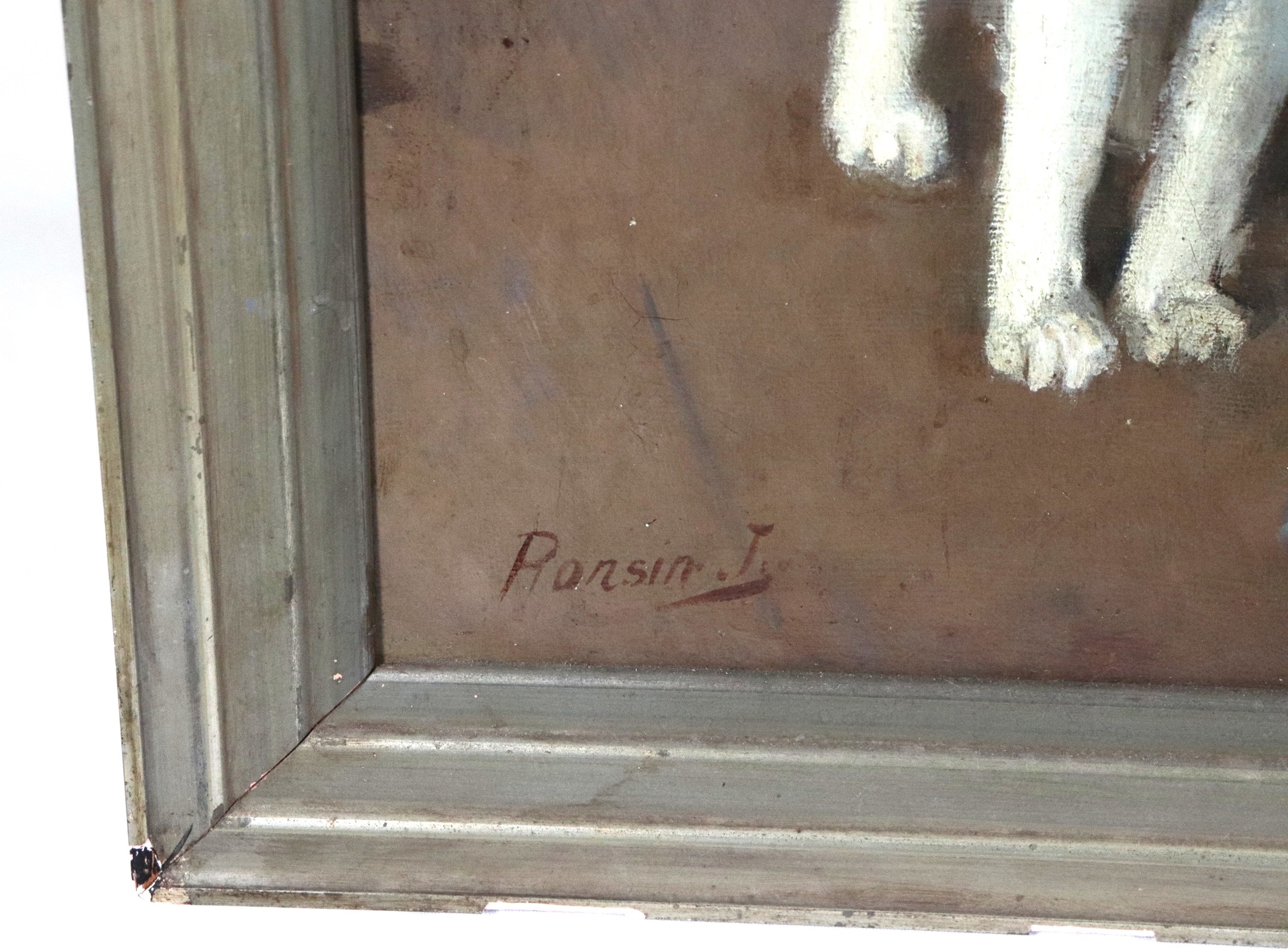 Firmato. "Ritratto della Nonna con il gatto"