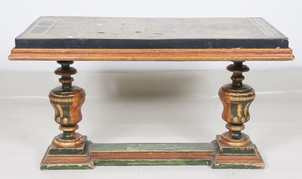 Antique Louis XIV period living room table with scagliola top