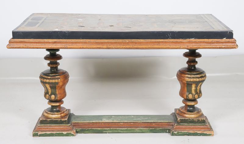 Antico tavolo da salotto con piano in scagliola Periodo Luigi XIV