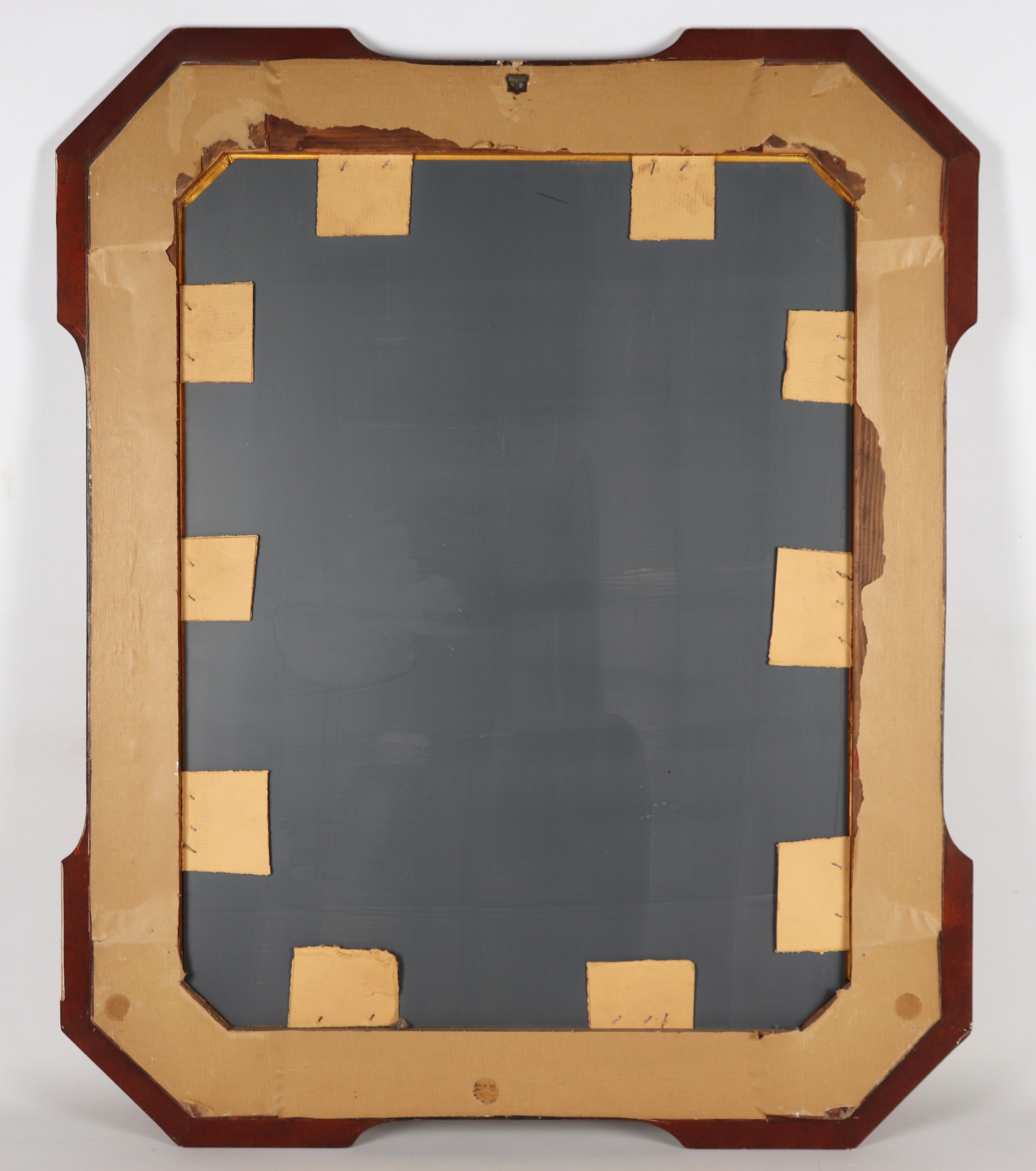 Antica specchiera napoletana a guantiera in legno dorato e grafito