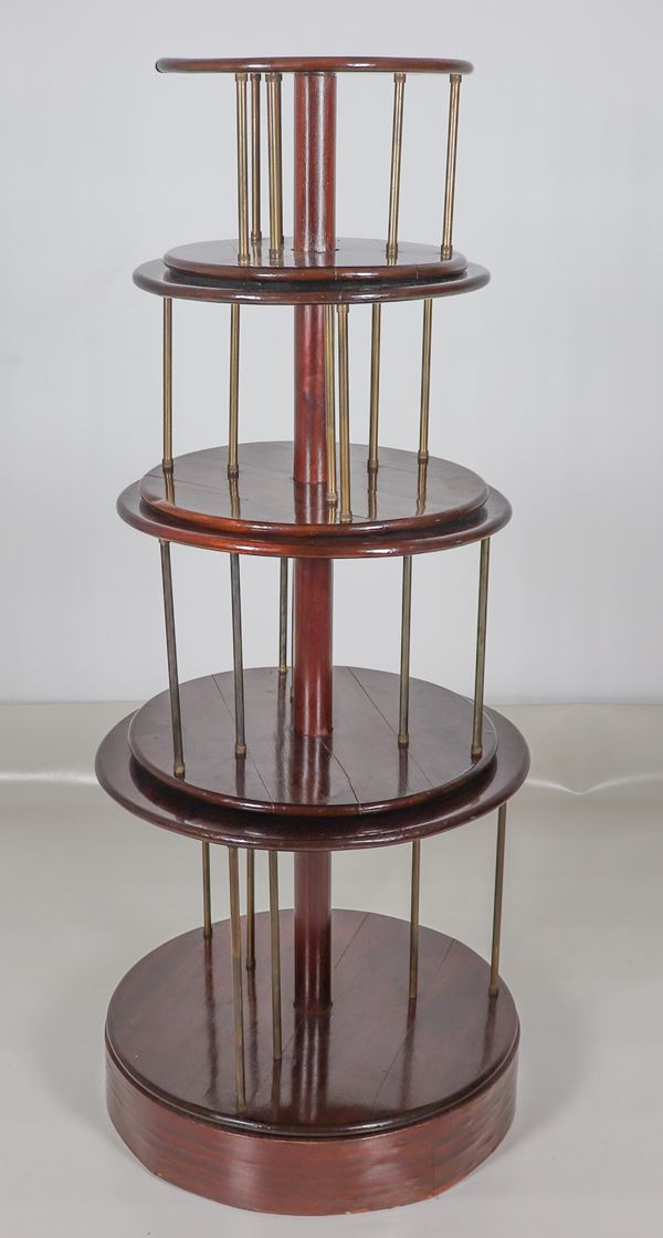 Original four-shelf mahogany revolving bookcase 