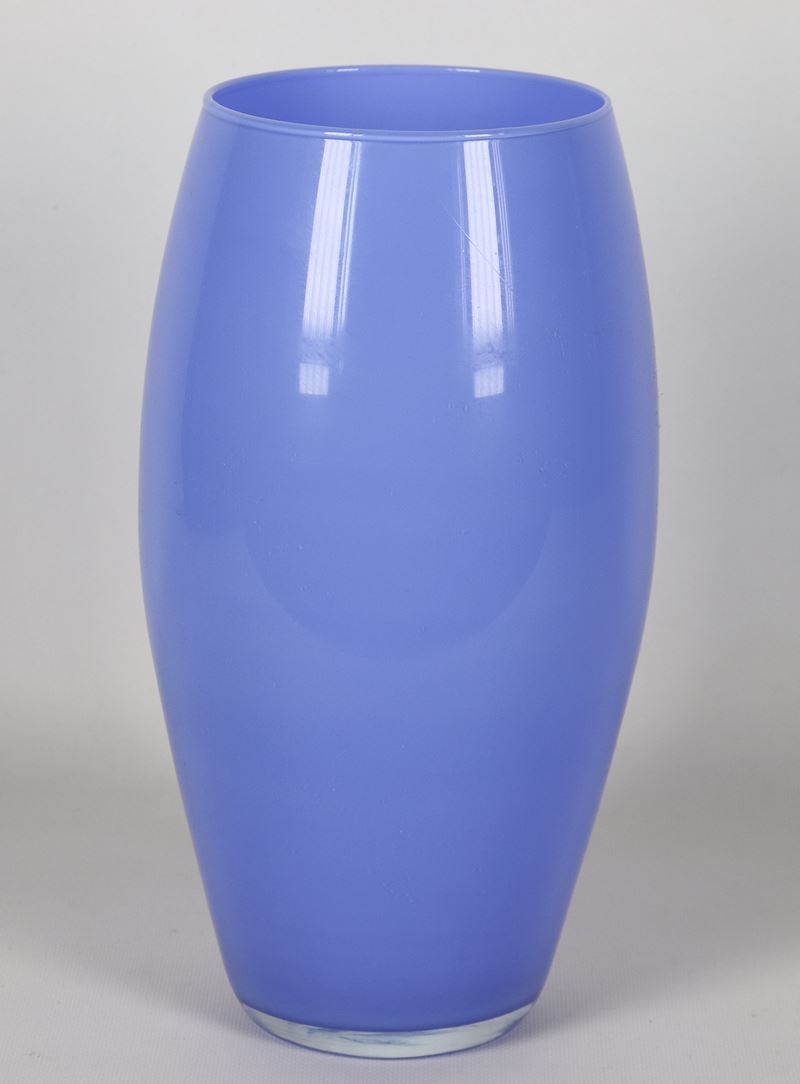 Vaso in vetro soffiato di Murano azzurro