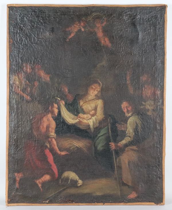 Scuola Napoletana Inizio XVIII Secolo - &quot;Nativity with the Adoration of the Shepherds&quot;
