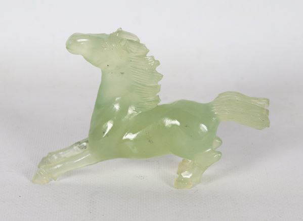 &quot;Rampant Horse&quot;, small Chinese figurine in green jade