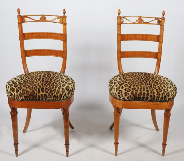 Pair of antique French cherry chairs 