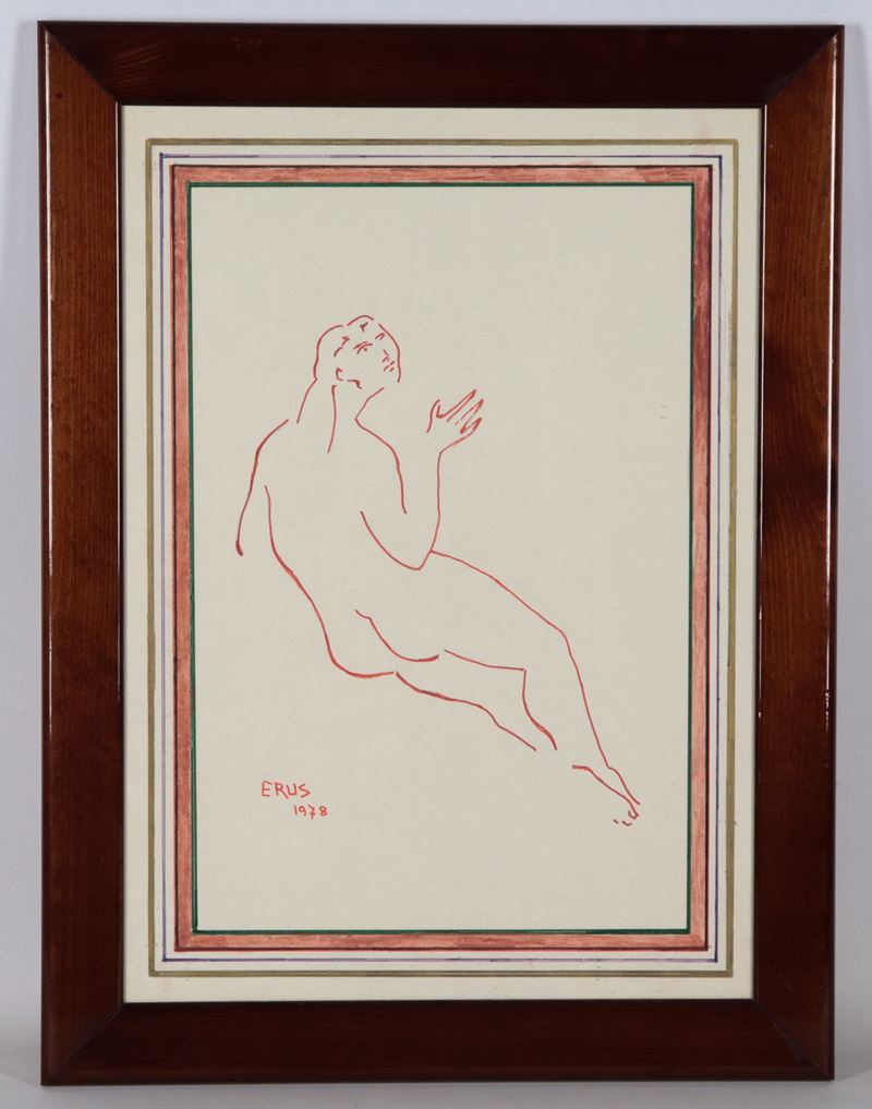 Firmato Erus 1978. "Nudo di donna"
