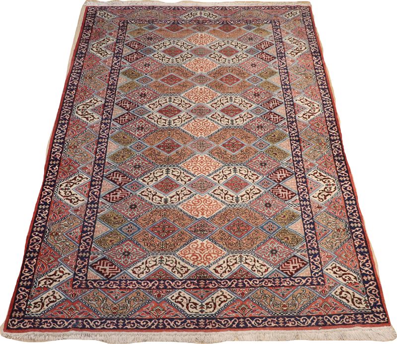 Tappeto persiano Shiraz a disegni geometrici, M. 2,96 x 1,97