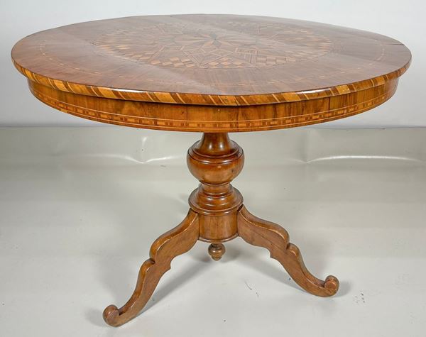 Antique Sorrento walnut center table