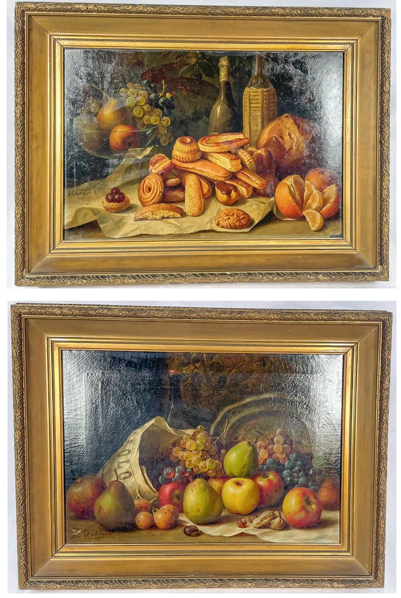"Nature morte di frutta e vasellame"