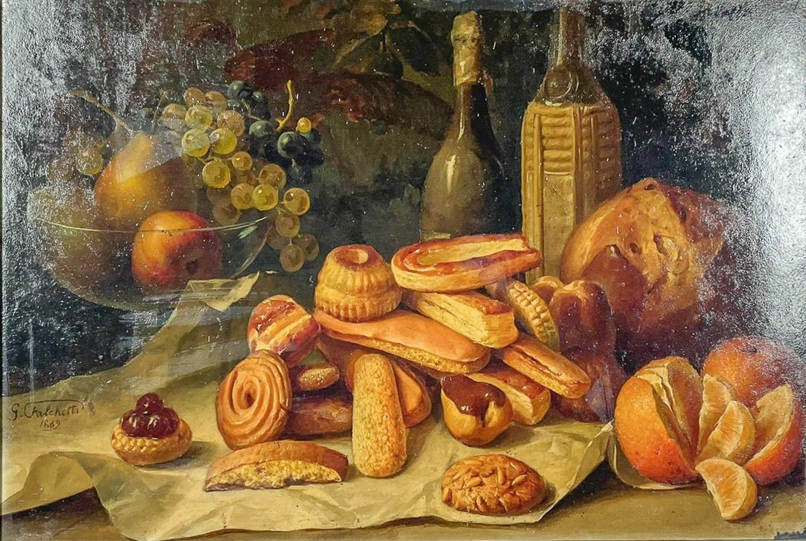"Nature morte di frutta e vasellame"