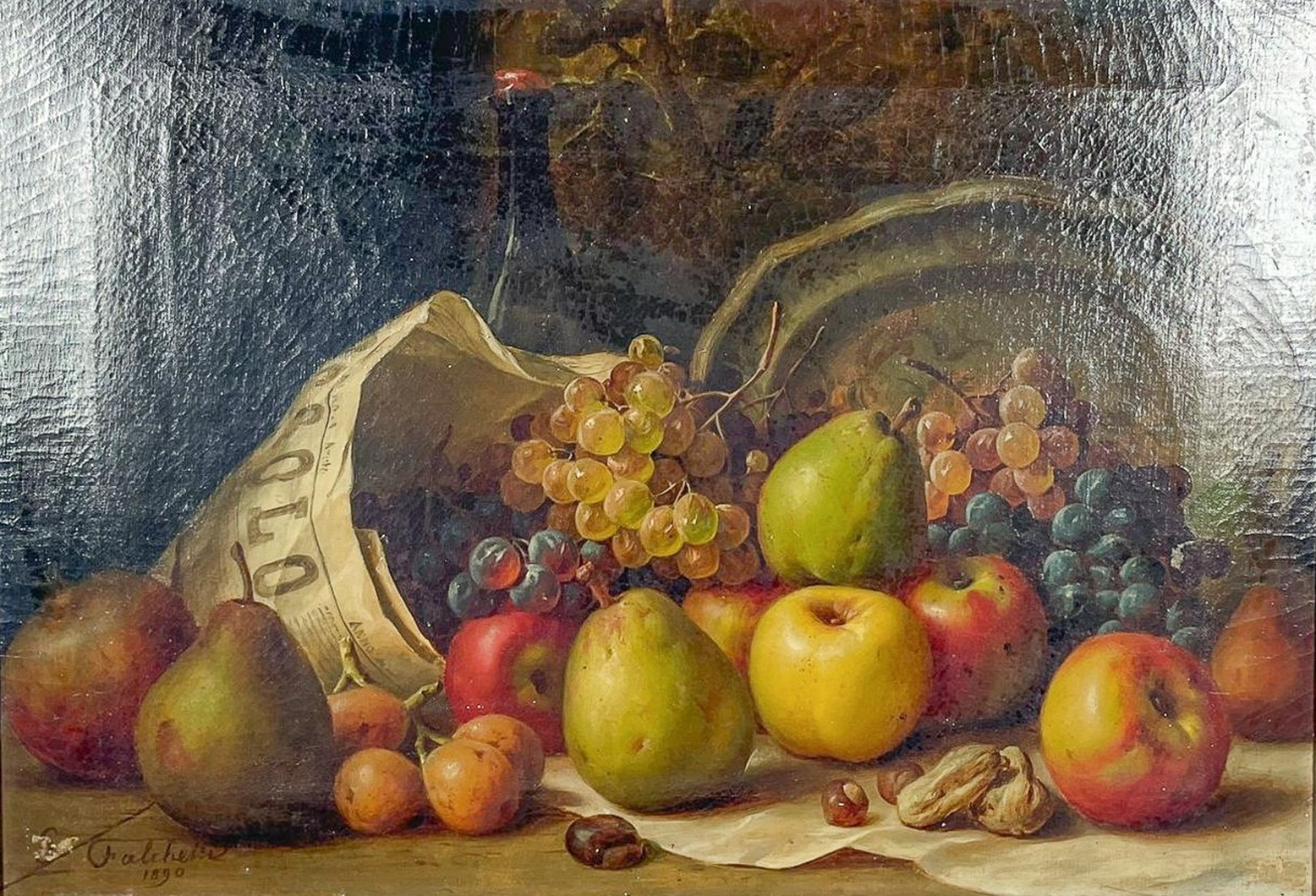 "Nature morte di frutta e vasellame"
