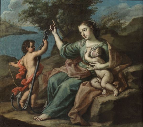 Pittore Veneto Inizio XVIII Secolo - &quot;Allegoria con putti&quot;