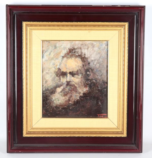 Pittore Post-impressionista Inizio XX Secolo - Siglato F M. "Volto di uomo con barba"