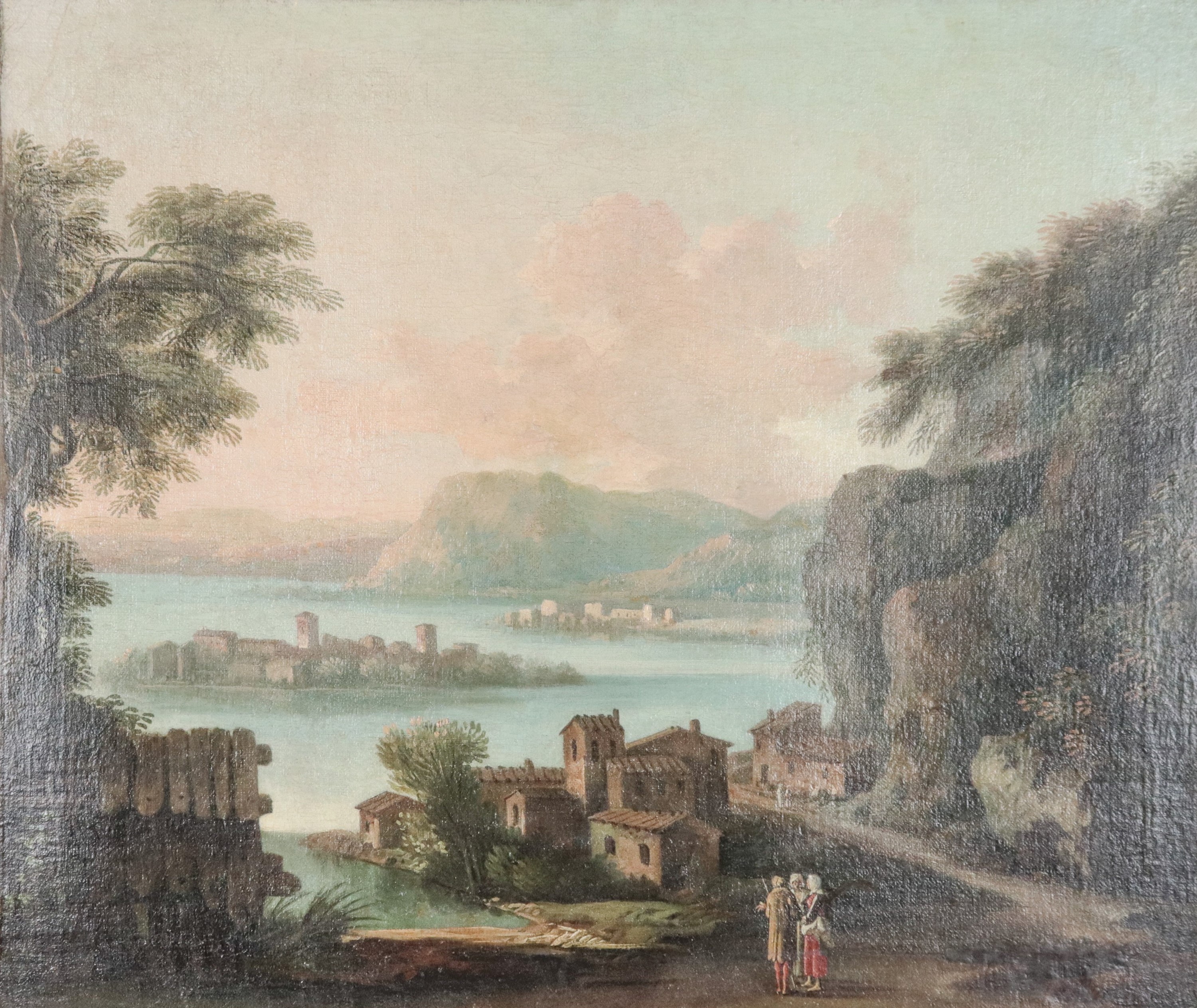 "Paesaggi con vedute del Lago Maggiore, contadini e viandanti"