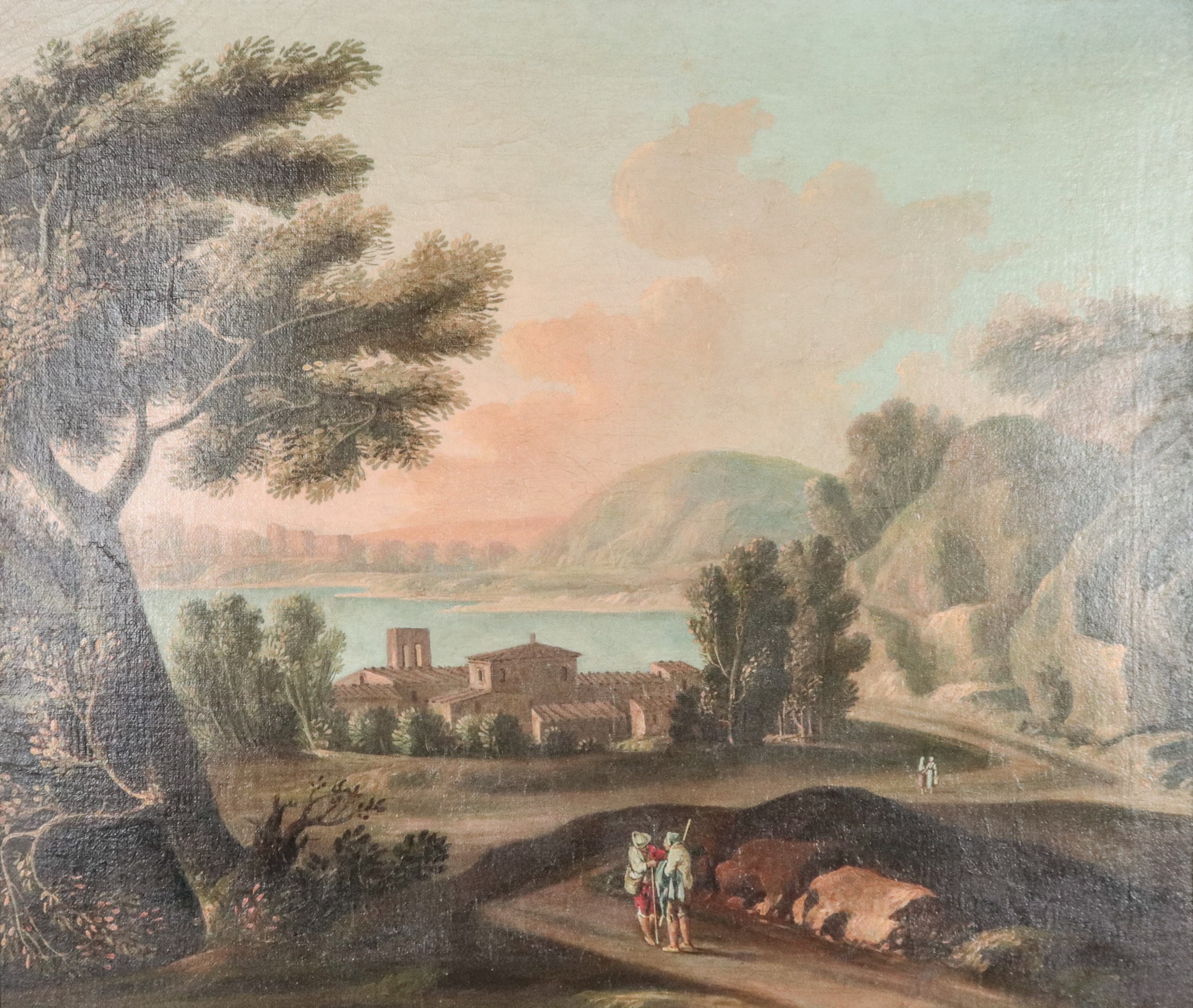 "Paesaggi con vedute del Lago Maggiore, contadini e viandanti"