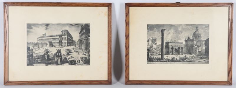 "Veduta del Monte Quirinale" e "Arco di Settimio Severo"