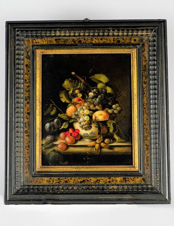 Pittore Olandese XX Secolo - &quot;Still life of flowers and fruit&quot;