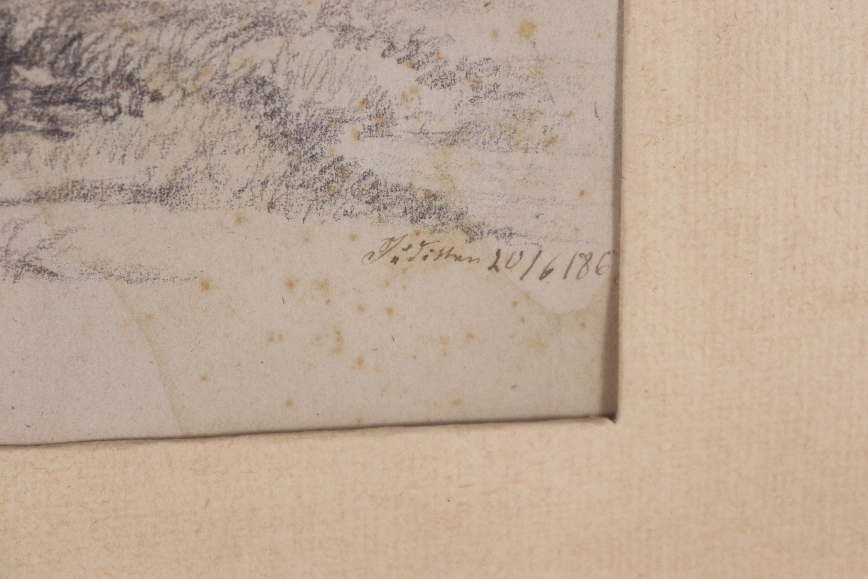 Firmato. "Paesaggio con case contadine"