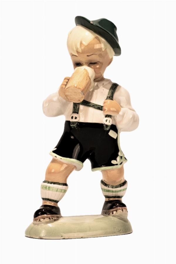  Ars Pulchra majolica terracotta figurine &quot;Child in Tyrolean costume&quot;