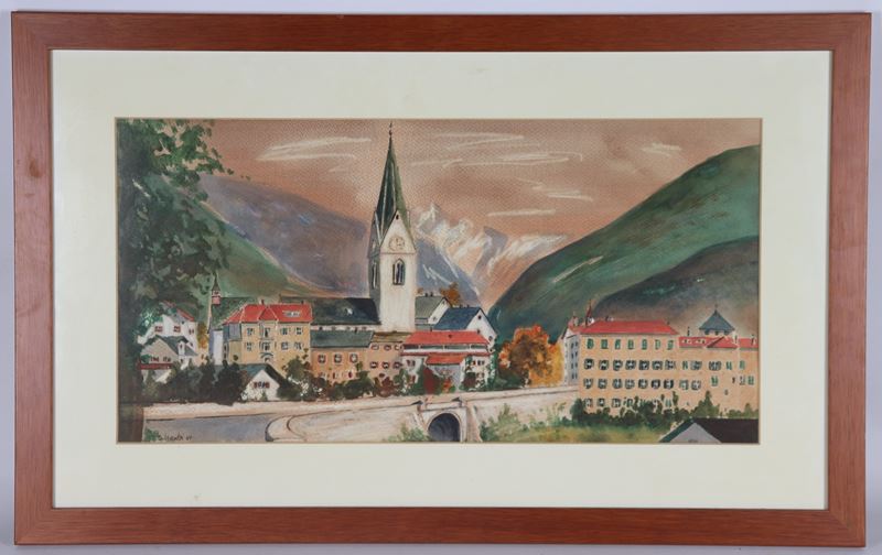 Firmato. "veduta di Rio di Pusteria"