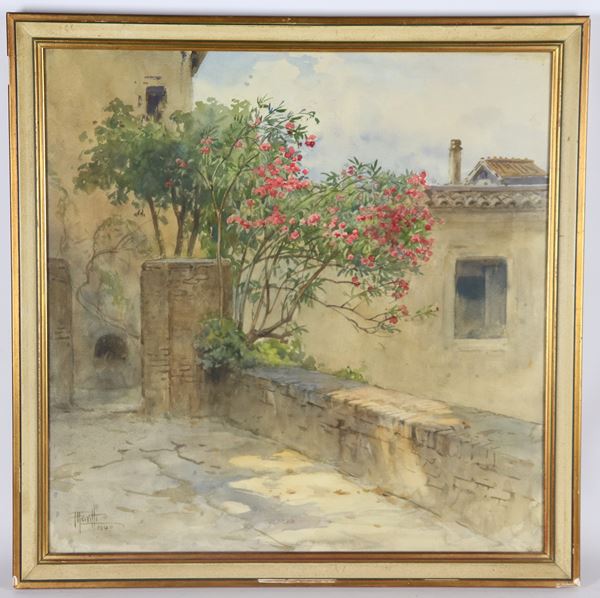 Filippo Anivitti - Firmato e datato 1940. "Scorcio di Roma"