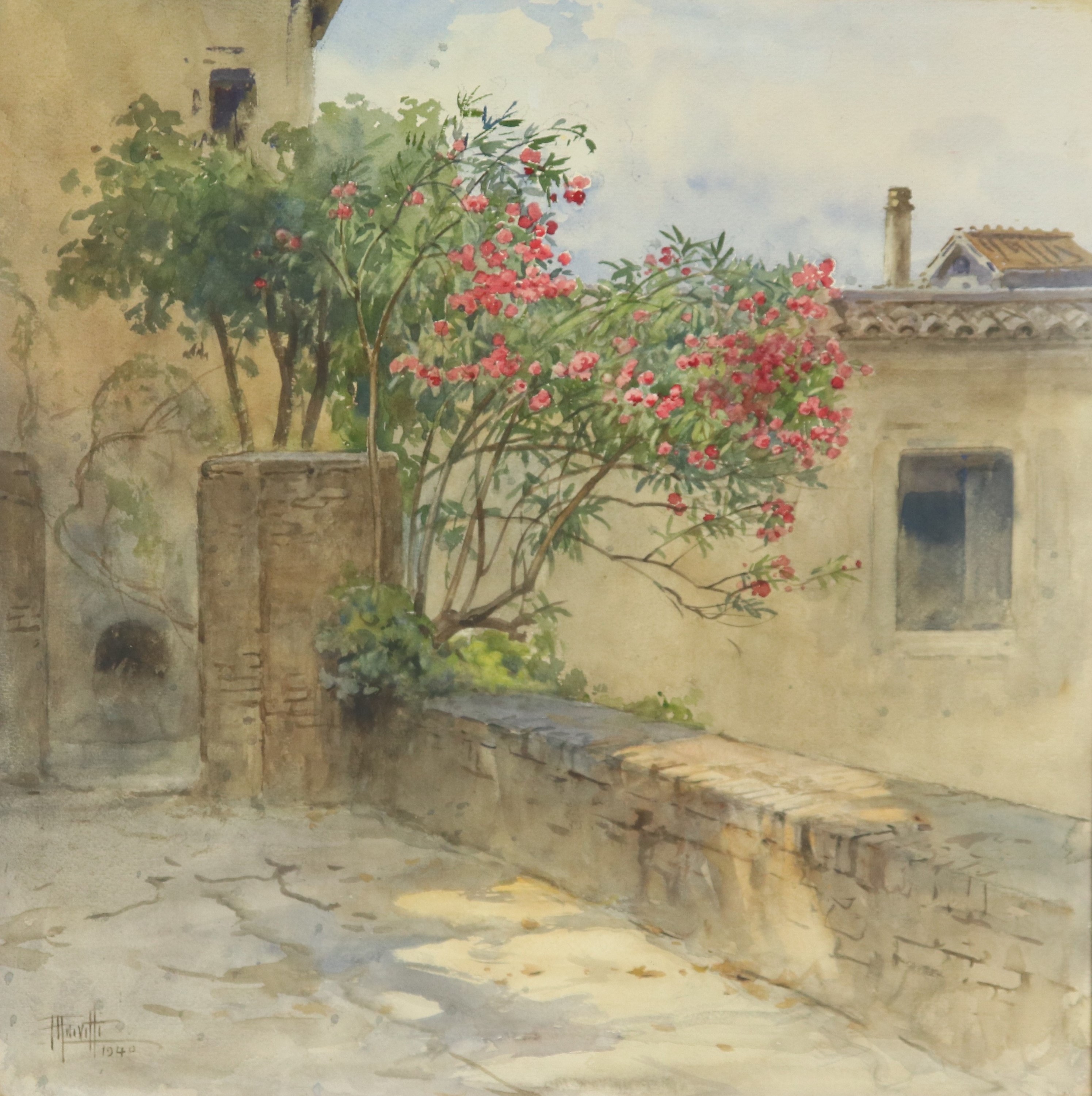 Firmato e datato 1940. "Scorcio di Roma"