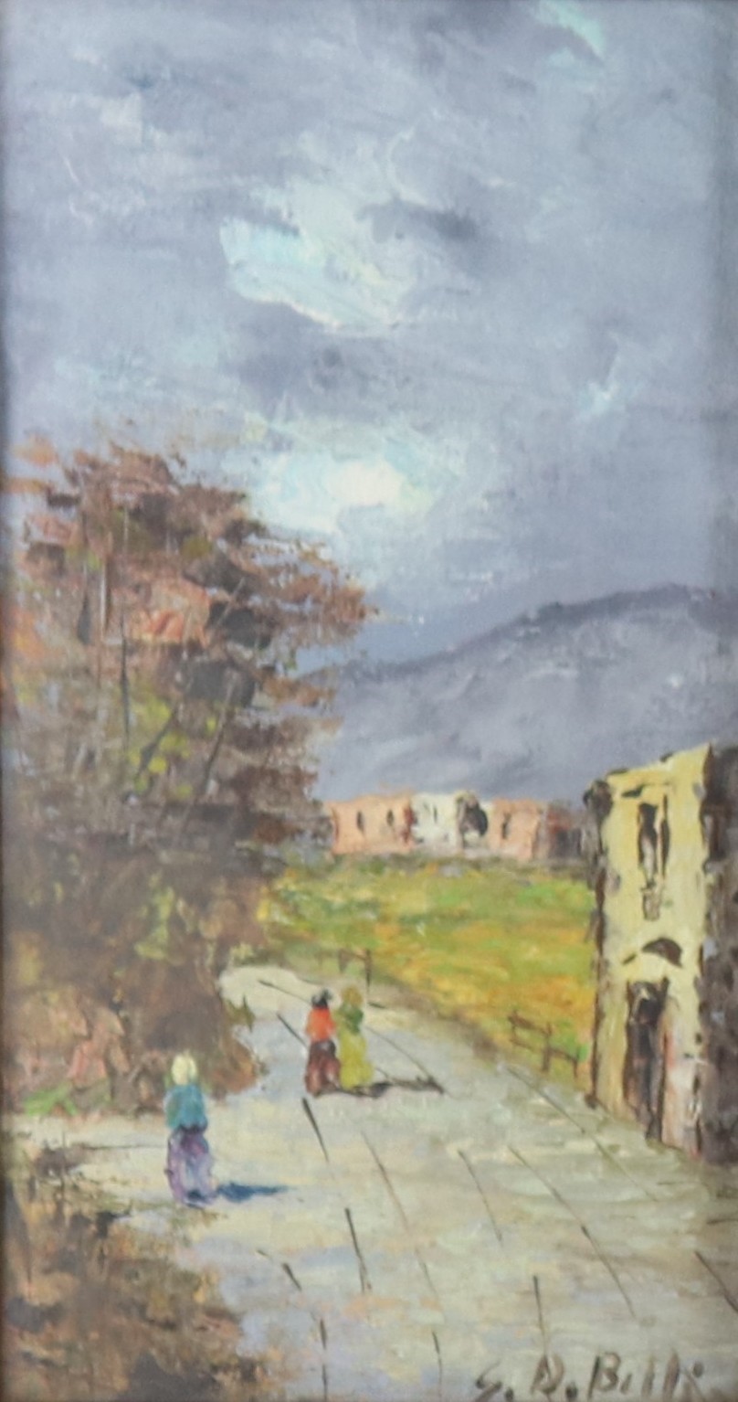 Firmati. "Vedute di strade di paese con contadini"