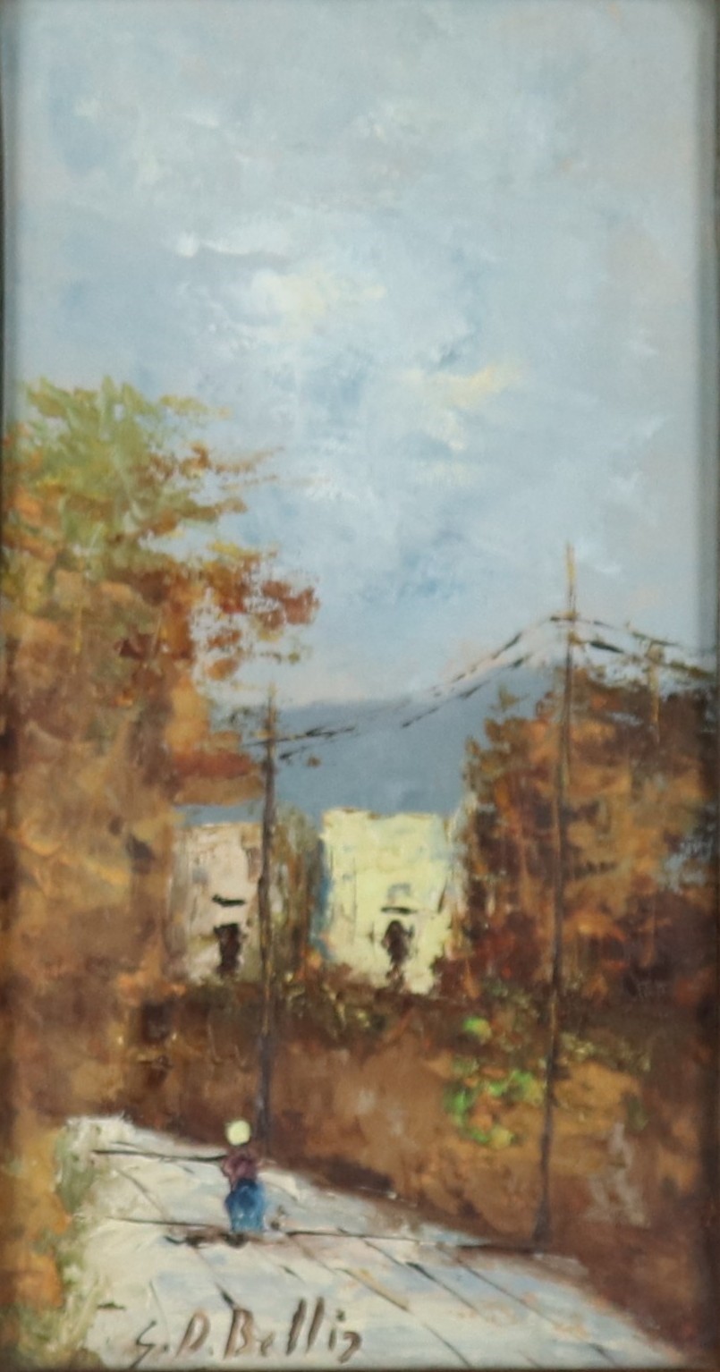 Firmati. "Vedute di strade di paese con contadini"