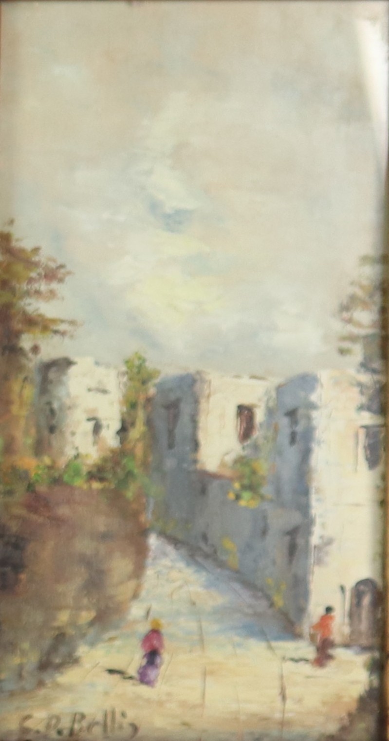 Firmati. "Vedute di strade di paese con contadini"