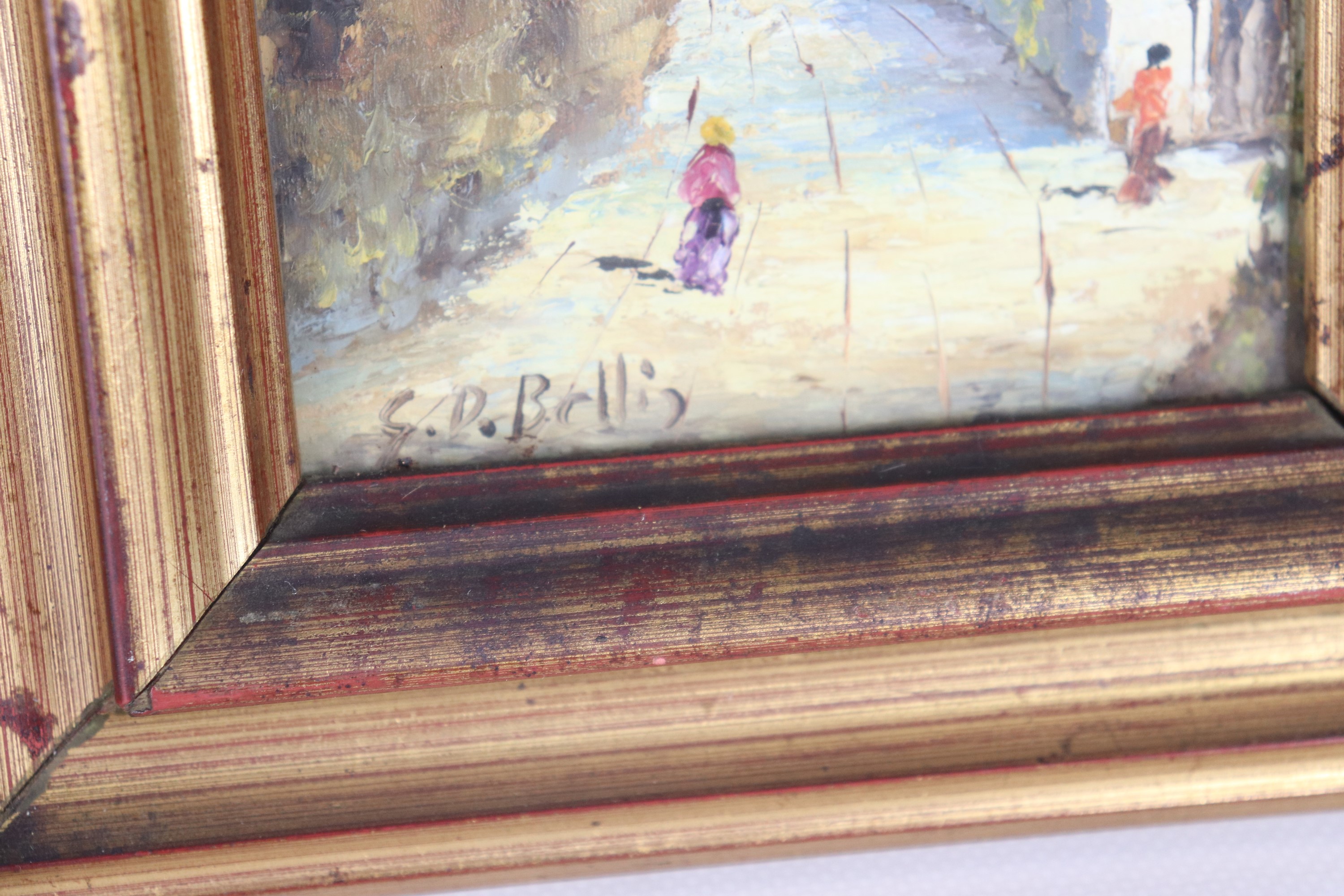 Firmati. "Vedute di strade di paese con contadini"