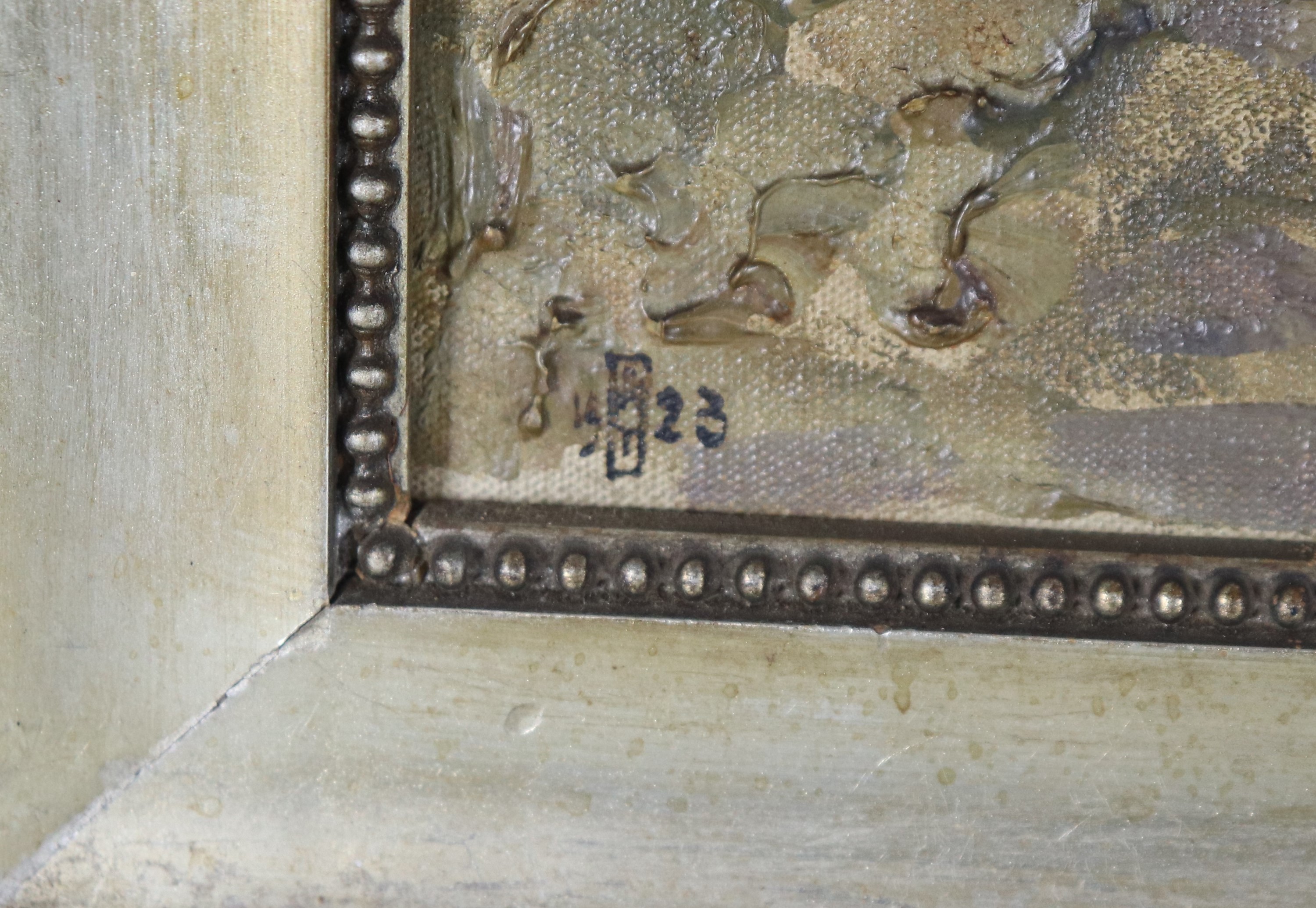 Siglato e datato 1923. "Marina con veduta di costa"