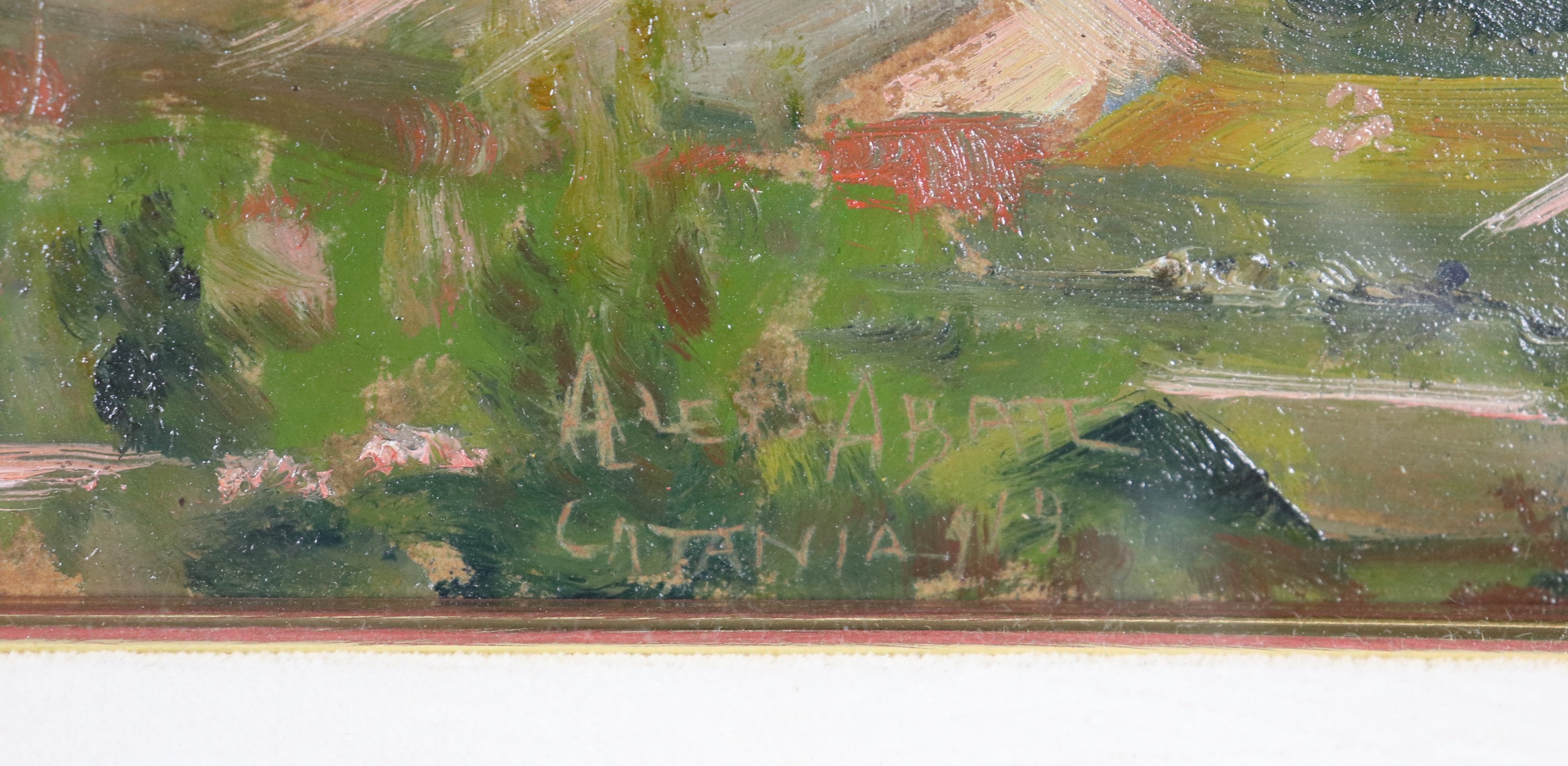 Firmato e datato 1919 "Veduta dell'Etna da Catania"