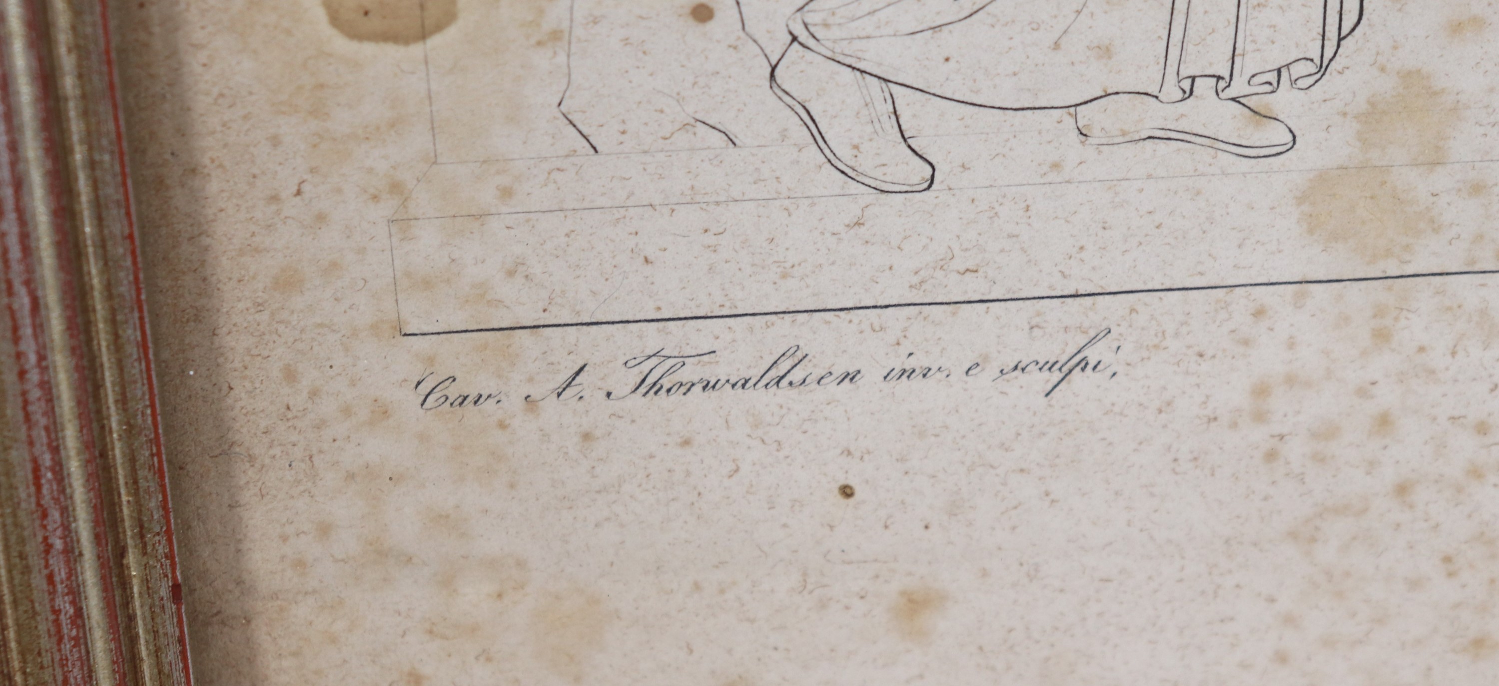 "Studi di bassorilievi di Bertel Thorvaldsen", coppia di antiche acqueforti incise da Francesco G...