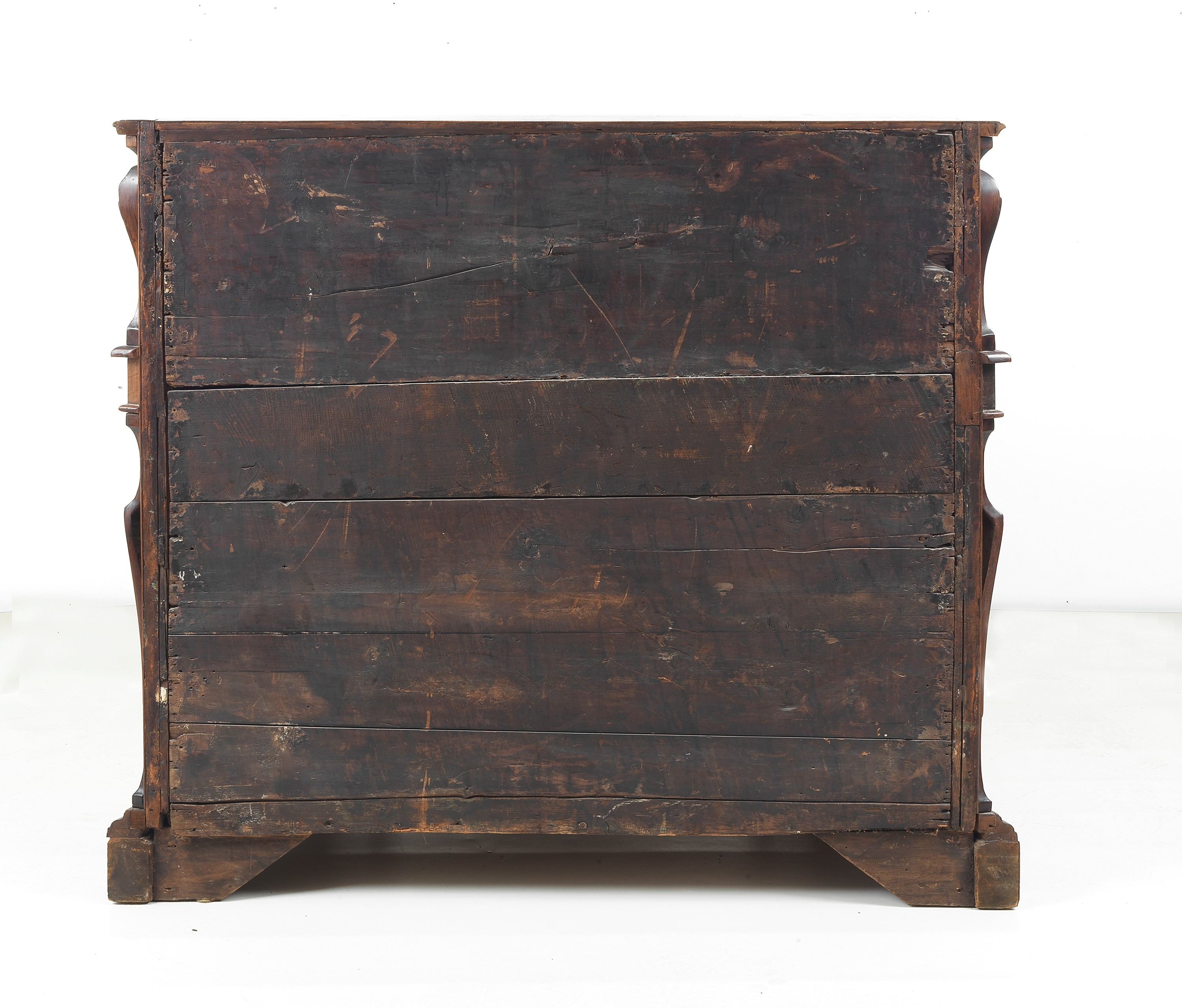 Ribalta romana Luigi XIV in noce, intarsiata di "giallo angelino" a motivi geometrici