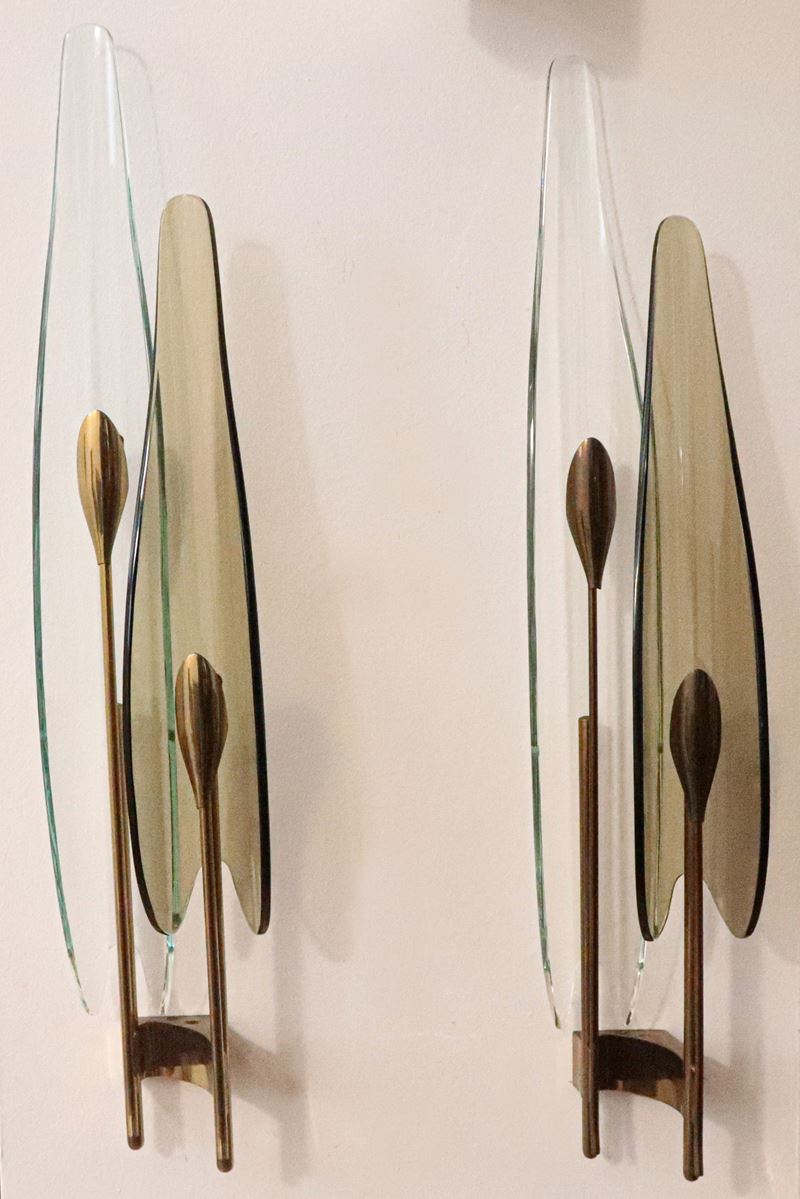 Coppia di appliques modello 1461 "Dahlia", disegnate da Max Ingrand