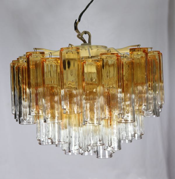 Lampadario Venini in vetro di Murano modello "Calze"