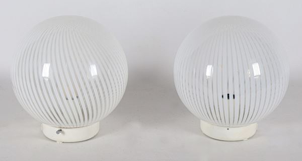 Coppia di lampade da tavolo Venini serie "Tessuto" 