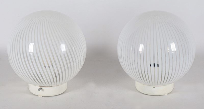 Coppia di lampade da tavolo Venini serie "Tessuto"