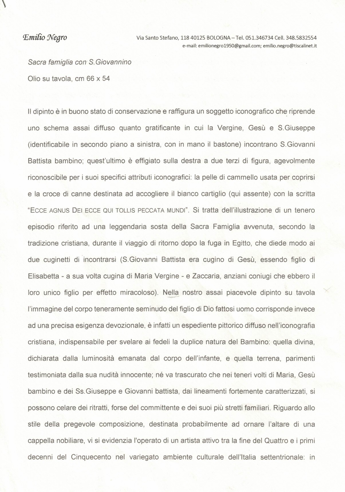 'Sacra Famiglia con San Giovannino'