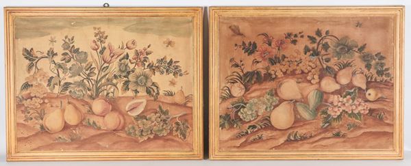 Pittore Italiano Inizio XX Secolo - "Nature morte di frutta e fiori"