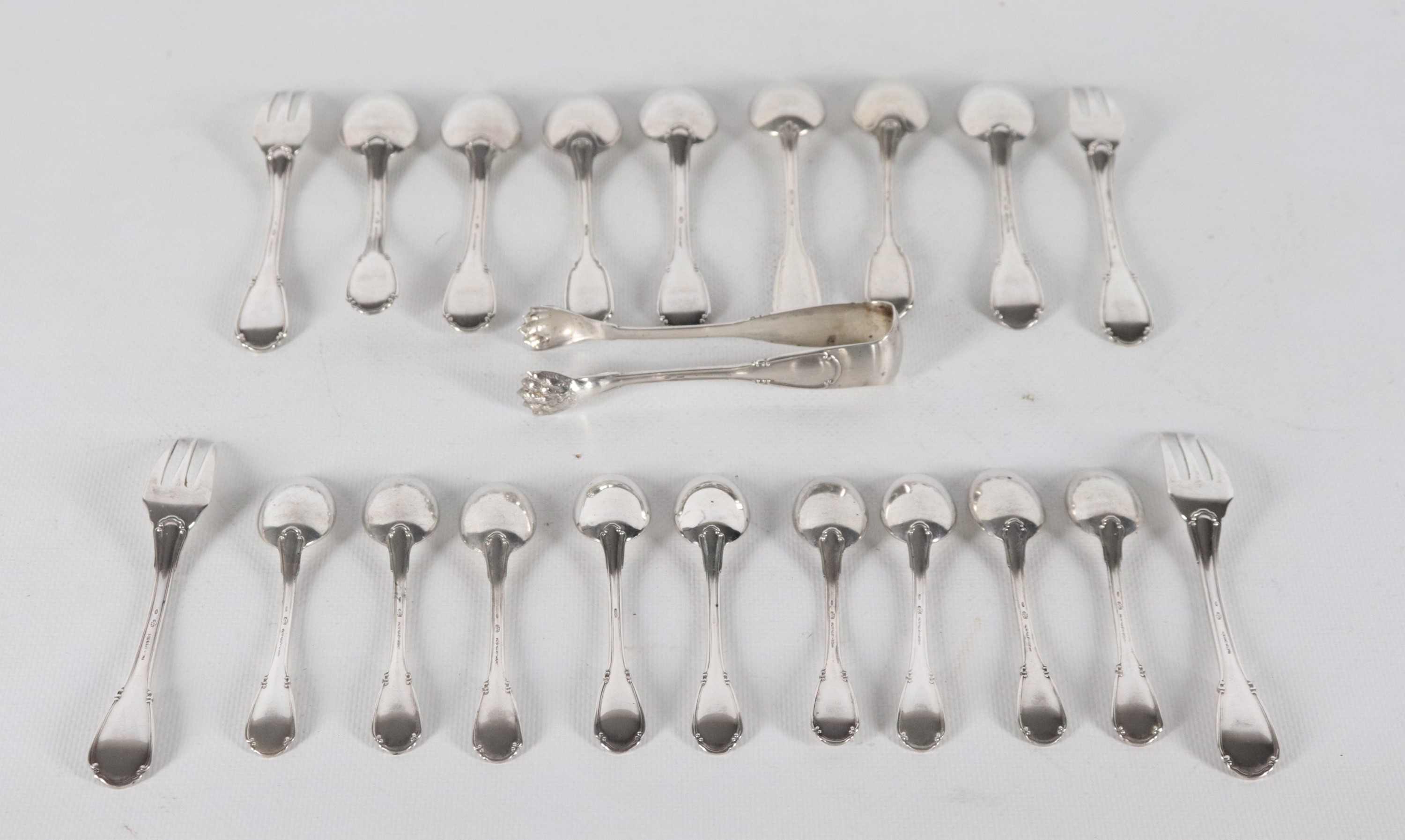 Lotto in argento di posate da tè e caffè (21 pz.), gr. 465