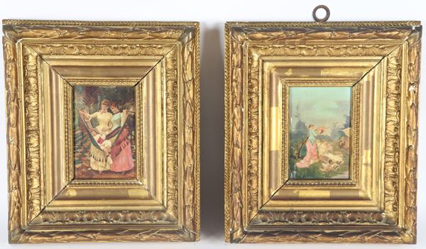 Pittore Italiano Seconda Met&#224; XIX Secolo - "Giovani dame con bambini"