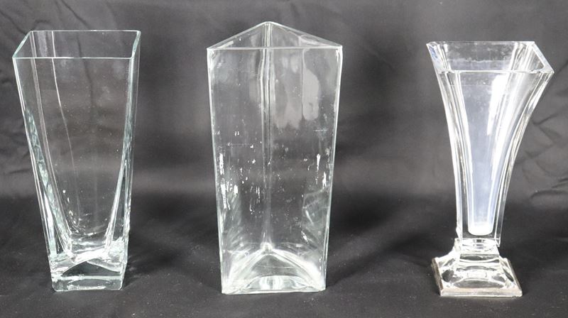 Lotto di tre vasi in cristallo